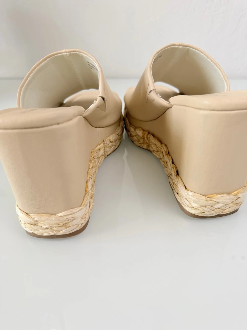Altar'd State Neutral Beige Platform Espadrille Wedge Slide Sandals Size 7